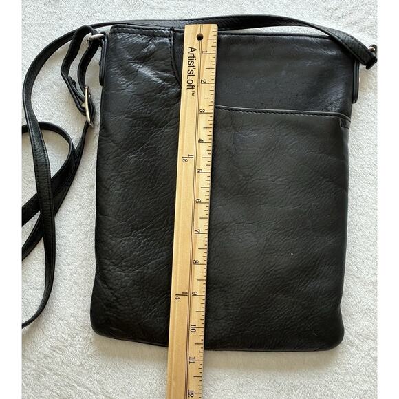 Margot New York Black Pebbled Leather Zip Hipster Cross Body Bag Purse - Picture 7 of 10